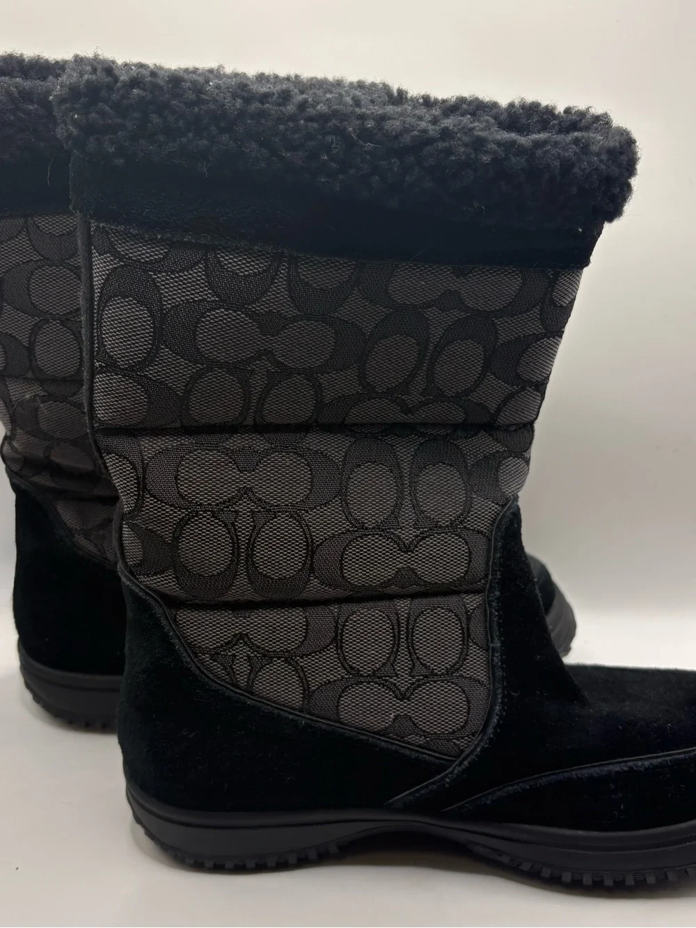 Coach Black Faux Shearling Lined Boot Interior
